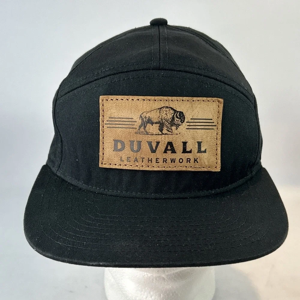 Duvall Leather Work Hat Cap Strap Back 5 Panel Canvas Patch Logo Artisan Hipster